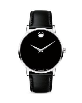 推荐Museum Classic Black Leather Strap Watch, 40mm商品