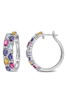商品DELMAR | Sterling Silver Multi Gemstone Hoop Earrings,商家Nordstrom Rack,价格¥1904图片
