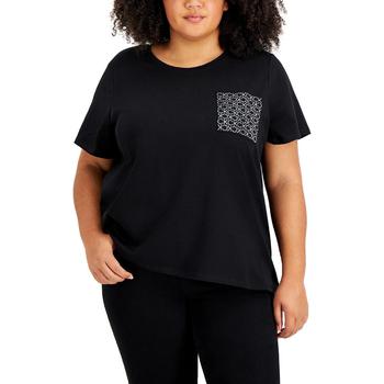 推荐Calvin Klein Womens Plus Embellished Pocket Logo T-Shirt商品
