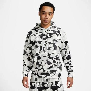 推荐Men's Nike Club Fleece Allover Print French Terry Pullover Hoodie商品