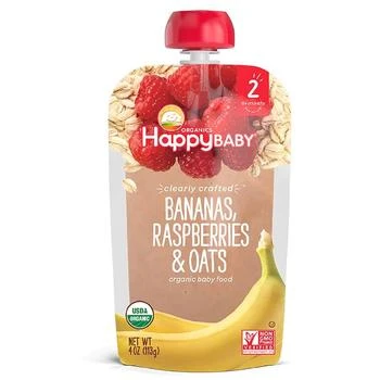 Happy Baby | Organics Clearly Crafted Stage 2 Bananas, Raspberries & Oats Pouch Banana Raspberries & Oats, Single Pouch,商家Walgreens,价格¥14.63