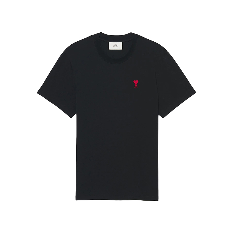 推荐Ami 22年春夏新款 男女同款黑色纯有机棉红色Logo刺绣爱心T恤BFUTS001.724001商品