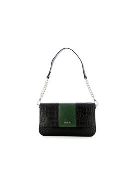 推荐Black Croco Embossed Leather Gioia Shoulder Bag商品