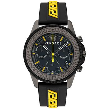 Versace | Men's Swiss Chronograph Greca Action Yellow & Black Silicone Strap Watch 45mm商品图片,