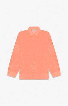 Essentials | Women's Coral Velour Long Sleeve Polo Sweatshirt商品图片,