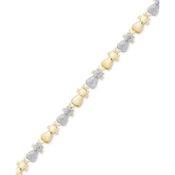 Macy's | Diamond Accent Two-Tone Cat Link Bracelet in Sterling Silver-Plate & 18k Gold over Silver-Plate,商家Macy's,价格¥762