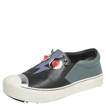 fendi鞋直邮, [二手商品] Fendi | Fendi Black Leather Monster Slip On Sneakers Size 36商品图片 4.5折