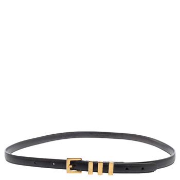 圣罗兰小金条, [二手商品] Yves Saint Laurent | Saint Laurent Black Leather Metal Bar Buckle Belt 100CM商品图片 4.7折