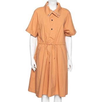 推荐Kenzo Orange Cotton Drawstring Waist Tie Detail Shirt Dress S商品