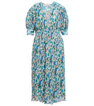 ganni floral pleated shirtdress, Ganni | Floral pleated georgette midi dress商品图片 6.9折