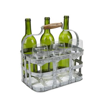 商品Rustic Farmhouse Bottle Carrier, 6 Wine Bottle Caddy图片