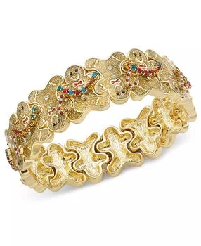 Holiday Lane | Gold-Tone Multicolor Crystal Glitter Gingerbread Stretch Bracelet, Created for Macy's,商家Macy's,价格¥106