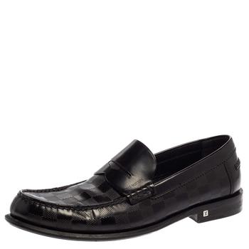 lv男鞋图片, [二手商品] Louis Vuitton | Louis Vuitton Black Leather Damier Embossed Santiago Loafers Size 41商品图片 8.9折, 满1件减$100, 满减