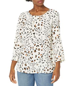 Van Heusen, Van Heusen | Women's 3/4 Sleeve Pleated Crewneck Mixed Media Top商品图片 