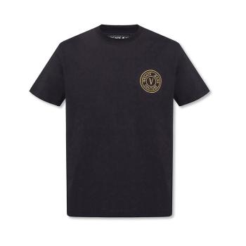商品VERSACE JEANS 男士黑色棉质半袖T恤 72GAHT04-CJ00T-G89图片