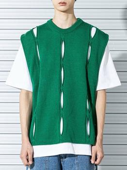 商品MASSNOUN | Twisted Open Knit Vest Green,商家W Concept,价格¥786图片