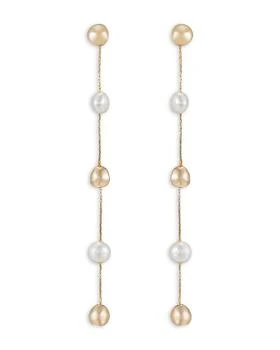 推荐Bead & Cultured Freshwater Pearl Linear Drop Earrings in 18K Gold Plated商品