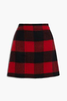 ganni裙, Ganni | Checked wool-blend felt mini skirt商品图片 4折