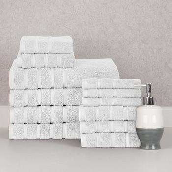 商品Bibb Home 12 Piece Zero Twist Egyptian Cotton Towel Set图片