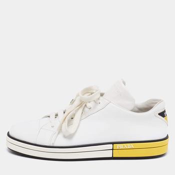 [二手商品] Prada | Prada White Leather Logo Low-Top Sneakers Size 39商品图片,6.8折, 满1件减$100, 满减