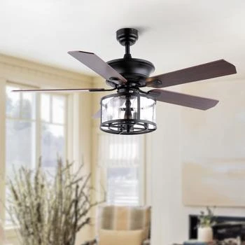JONATHAN Y | Braxton 52" 4-Light Farmhouse Industrial Iron Drum Shade LED Ceiling Fan With Remote,商家Premium Outlets,价格¥2773