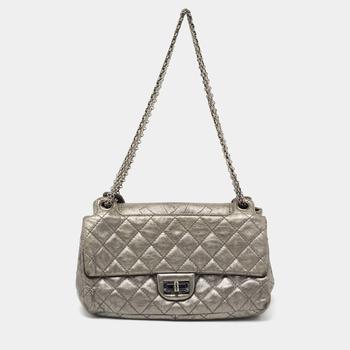 香奈儿122单肩包, [二手商品] Chanel | Chanel Metallic Grey Quilted Leather Reissue Accordion Flap Bag商品图片 8.7折