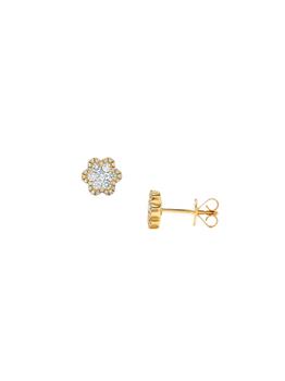 商品18K Yellow Gold & 0.55 TCW Diamond Flower Stud Earrings图片