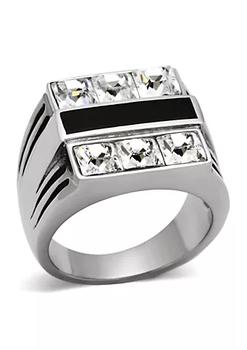 商品Luxe Jewelry Designs | Stainless Steel Men's Ring with Clear Top Grade Crystals - Size 10 (Pack of 2),商家Belk,价格¥291图片