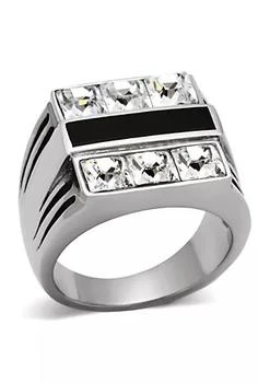 Luxe Jewelry Designs | Stainless Steel Men's Ring with Clear Top Grade Crystals - Size 10 (Pack of 2),商家Belk,价格¥290