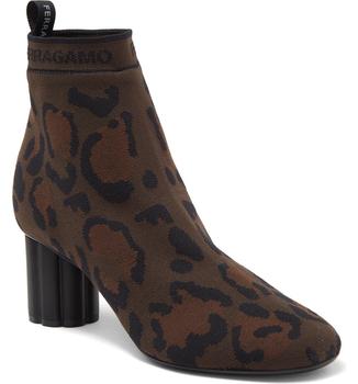 菲拉格慕鞋女靴, Salvatore Ferragamo | Leopard Sock Bootie商品图片 5.7折