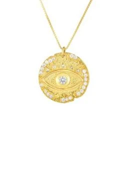 推荐18K Goldplated sterling Silver & Crystal Evil Eye Pendant Necklace商品