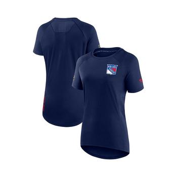 推荐Women's Branded Navy New York Rangers Authentic Pro Rink Raglan Tech T-shirt商品