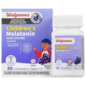 Walgreens | Children's Melatonin 1 mg Chewable Tablets Natural Grape,商家Walgreens,价格¥60