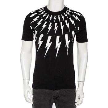 [二手商品] Neil Barrett | Neil Barrett Black Thunderbolt Print Cotton Jersey Slim Fit T-Shirt S商品图片,3.2折