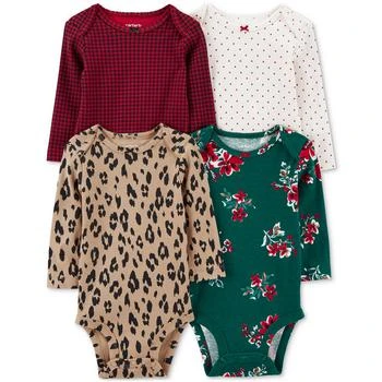 Carter's | Baby Girls Long Sleeve Bodysuits, Pack of 4 7.9折, 独家减免邮费