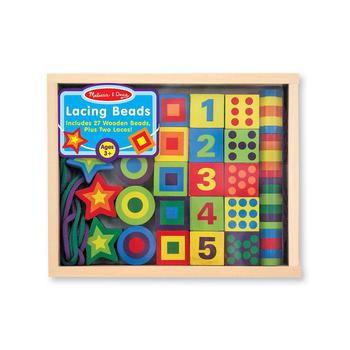 推荐Melissa & Doug Deluxe Wooden Lacing Beads - Educational Activity With 27 Beads and 2 Laces商品