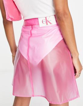 推荐Calvin Klein Jeans Pride transparent skirt in pink商品