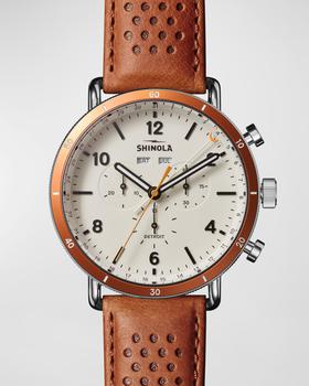 推荐Men's Canfield Sport Leather Chronograph Watch, 45mm商品
