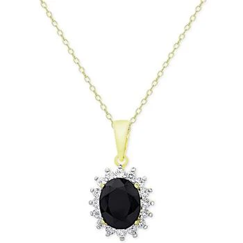 Macy's | Sapphire (3 ct. t.w.) and White Topaz (5/8 ct. t.w.) Pendant Necklace in 18k Gold-Plated Sterling Silver,商家Macy's,价格¥263