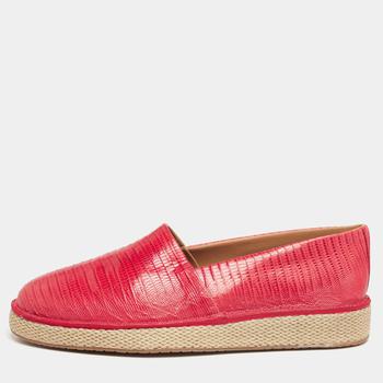 菲拉格慕男鞋男鞋, Salvatore Ferragamo | Salvatore Ferragamo Red Lizard Leather Lampedusa Slip-On Espadrilles Size 43商品图片 5.8折