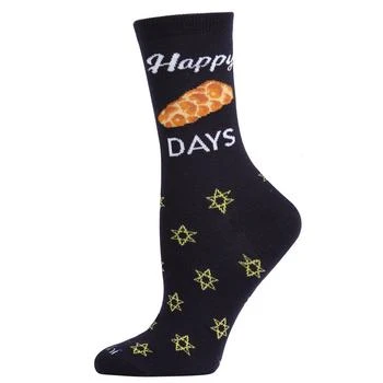 Memoi | Women's Happy Challah Days Holiday Crew Socks 