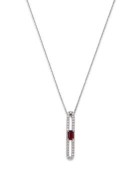 商品Bloomingdale's | Ruby & Diamond Paperclip Pendant Necklace in 14K White Gold, 18" - 100% Exclusive,商家Bloomingdale's,价格¥11806图片