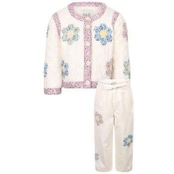 推荐Floral patches quilted cotton jacket and trousers in white商品
