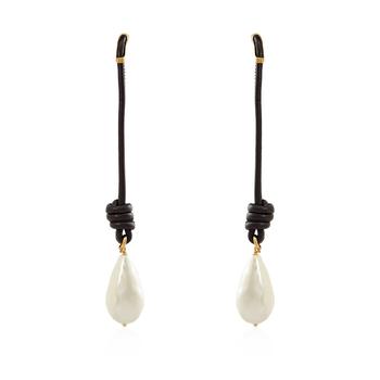 Burberry | Faux Pearl Detail Knotted Leather Cord Drop Earrings商品图片,6.9折, 满$275减$25, 满减