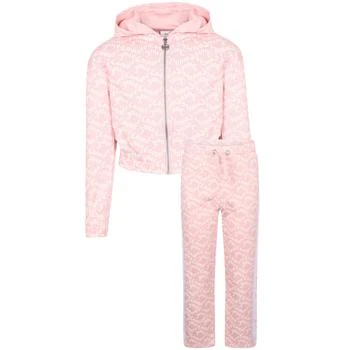 Juicy Couture | Hooded pink crop sweatshirt and sweatpants set with all over logo light print 5折×额外8.5折, 额外八五折