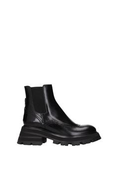 商品Alexander McQueen | 女式 黑色皮革踝靴,商家Wanan Luxury,价格¥2418图片