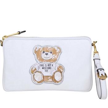 推荐Moschino Ladies Teddy White Leather Shoulder Bag商品