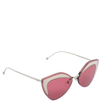 fendi眼镜价格, Fendi | Fendi Silver/Grey Glitter FF0355/S Pink Lens Rimless Cat Eye Sunglasses商品图片 4折