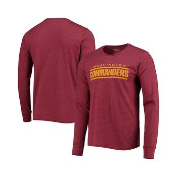 Majestic, Majestic | Men's Washington Commanders Threads Burgundy Wordmark Tri-Blend Long Sleeve T-shirt商品图片 7.3折