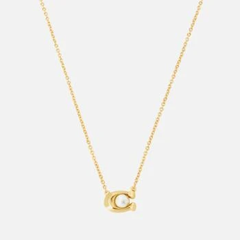 Coach | Coach Women's Pearl Signature Gold Tone Pendant Necklace - Gold/White 